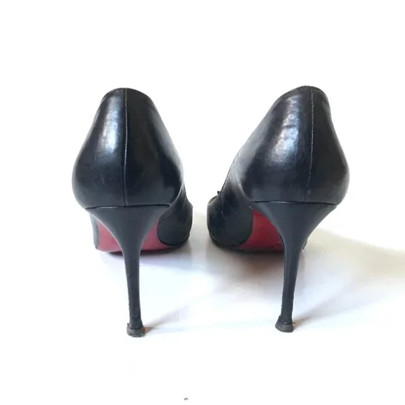 Christian Louboutin Geo Spike Pointed Toe Pumps Heels Womens 38.5 8.5 Black Stud - Picture 8 of 12